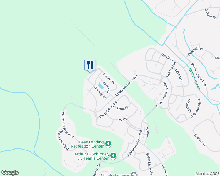 map of restaurants, bars, coffee shops, grocery stores, and more near 111 Larissa Drive in Charleston