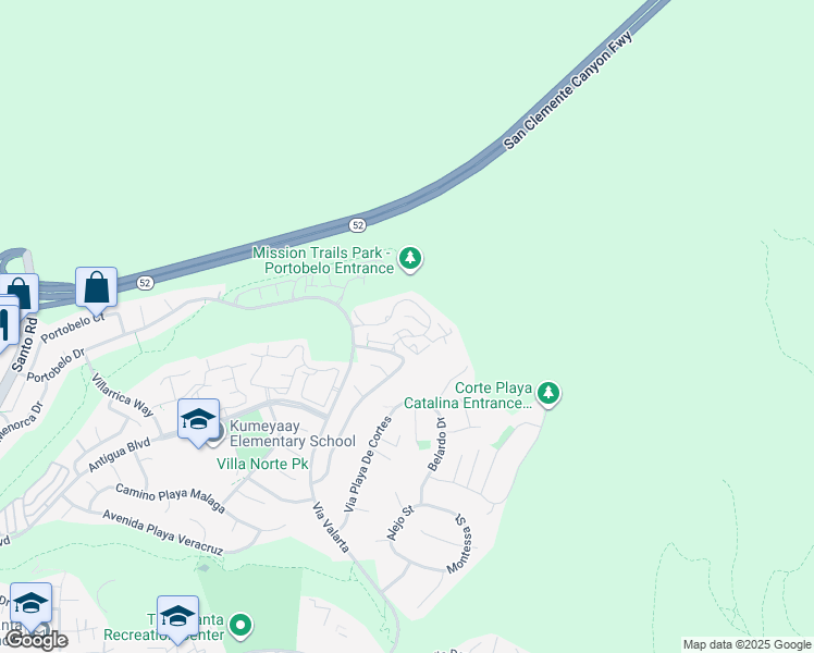 map of restaurants, bars, coffee shops, grocery stores, and more near 11330 Camino Playa Cancun in San Diego