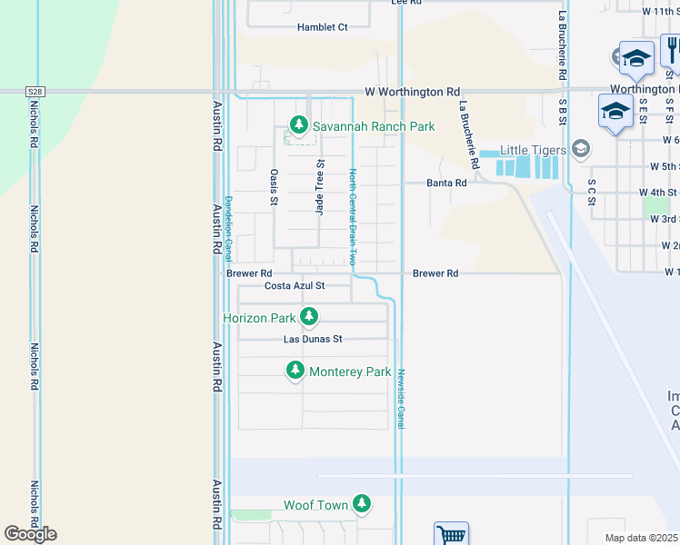 map of restaurants, bars, coffee shops, grocery stores, and more near 122 Brewer Road in Imperial