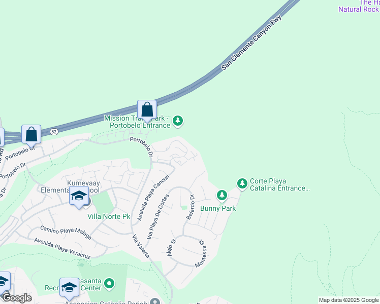 map of restaurants, bars, coffee shops, grocery stores, and more near 11360 Camino Playa Cancun in San Diego
