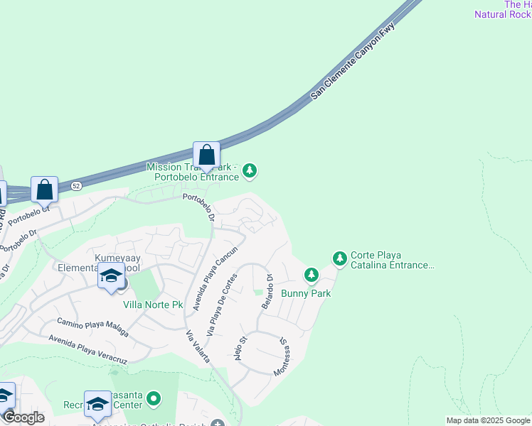 map of restaurants, bars, coffee shops, grocery stores, and more near 11360 Camino Playa Cancun in San Diego