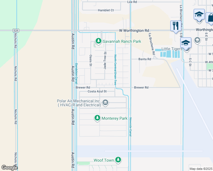map of restaurants, bars, coffee shops, grocery stores, and more near 637 Desert Rose Street in Imperial