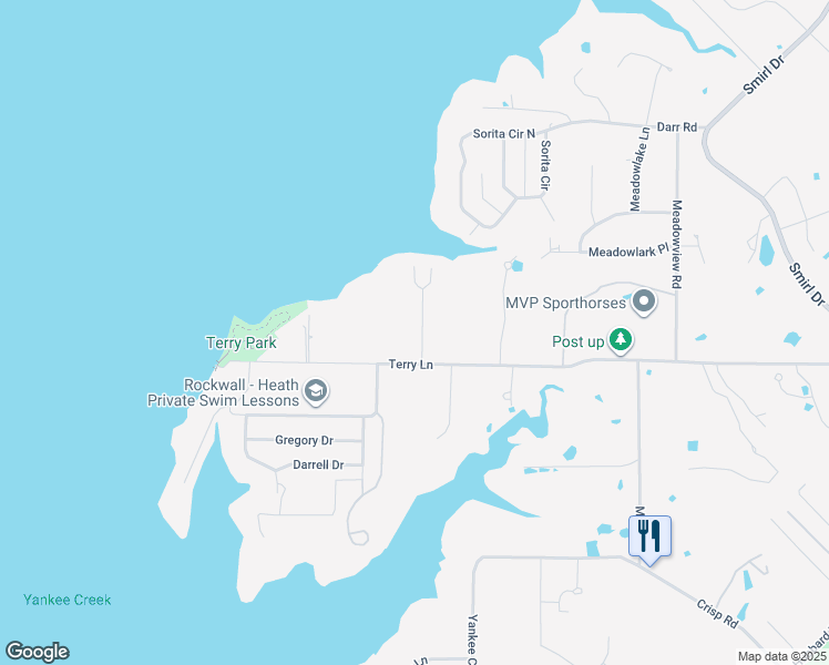 map of restaurants, bars, coffee shops, grocery stores, and more near 110 Luther Lane in Heath