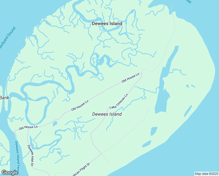 map of restaurants, bars, coffee shops, grocery stores, and more near Old House Lane in Dewees Island