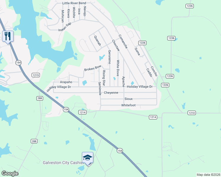 map of restaurants, bars, coffee shops, grocery stores, and more near 714 Holiday Village Drive in Quitman