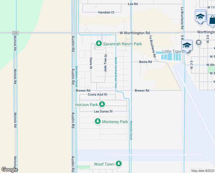 map of restaurants, bars, coffee shops, grocery stores, and more near 637 Desert Rose Street in Imperial