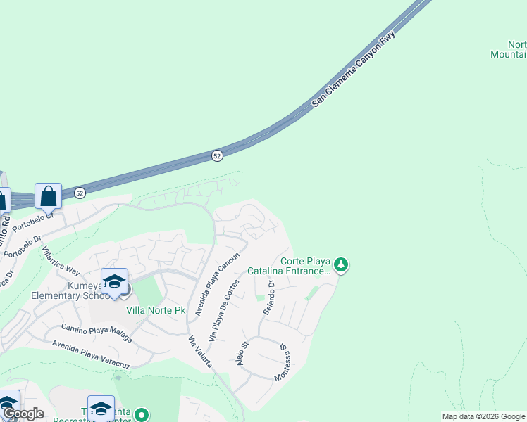map of restaurants, bars, coffee shops, grocery stores, and more near 11360 Portobelo Drive in San Diego