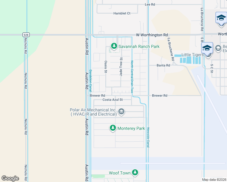 map of restaurants, bars, coffee shops, grocery stores, and more near 2609 Zircon Street in Imperial