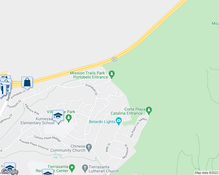 map of restaurants, bars, coffee shops, grocery stores, and more near 11346 Portobelo Drive in San Diego