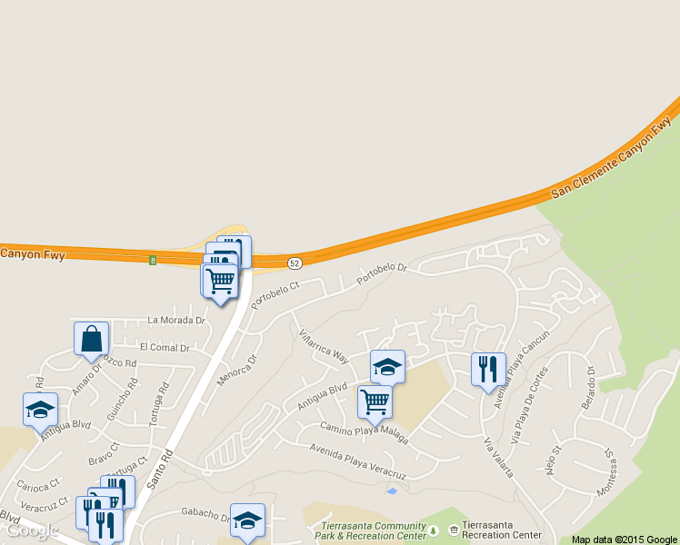 map of restaurants, bars, coffee shops, grocery stores, and more near 5999 Corte Playa Pacifica in San Diego
