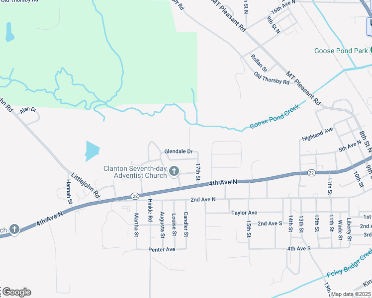 map of restaurants, bars, coffee shops, grocery stores, and more near 1913 Glendale Drive in Clanton