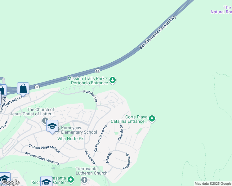 map of restaurants, bars, coffee shops, grocery stores, and more near 11352 Portobelo Drive in San Diego