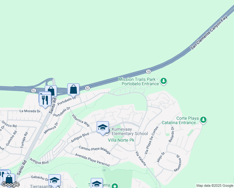 map of restaurants, bars, coffee shops, grocery stores, and more near 11080 Portobelo Drive in San Diego