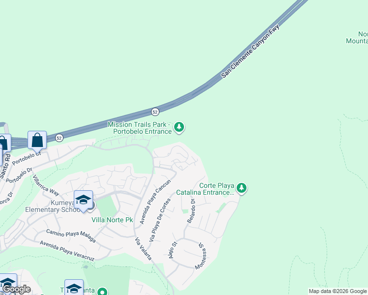 map of restaurants, bars, coffee shops, grocery stores, and more near 11352 Portobelo Drive in San Diego