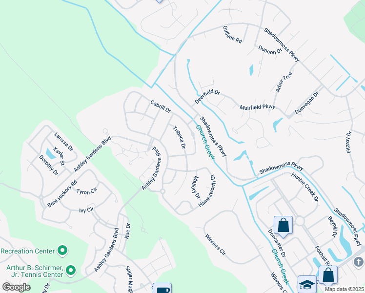 map of restaurants, bars, coffee shops, grocery stores, and more near 529 Tribeca Drive in Charleston