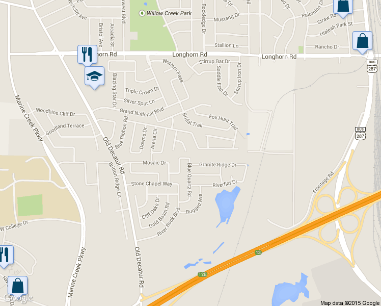 map of restaurants, bars, coffee shops, grocery stores, and more near 5800 World Champion Court in Fort Worth