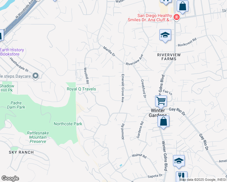 map of restaurants, bars, coffee shops, grocery stores, and more near 9103 Paradise Park Drive in Lakeside