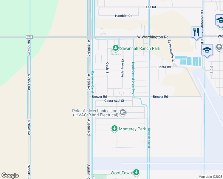 map of restaurants, bars, coffee shops, grocery stores, and more near 2609 Zircon Street in Imperial