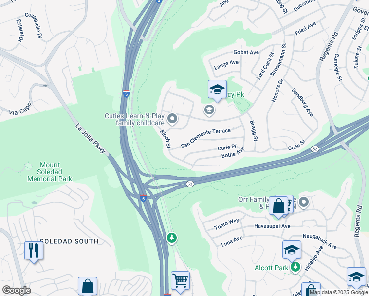 map of restaurants, bars, coffee shops, grocery stores, and more near 2545 San Clemente Terrace in San Diego