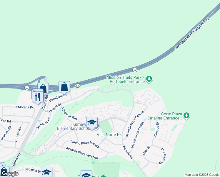 map of restaurants, bars, coffee shops, grocery stores, and more near 11056 Portobelo Drive in San Diego