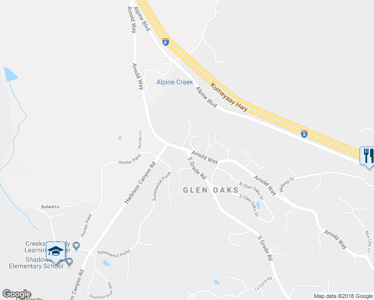 map of restaurants, bars, coffee shops, grocery stores, and more near South Grade Road & Arnold Way in Alpine