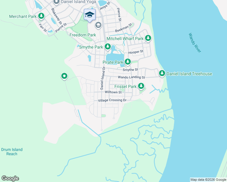 map of restaurants, bars, coffee shops, grocery stores, and more near 1537 Willtown Street in Charleston