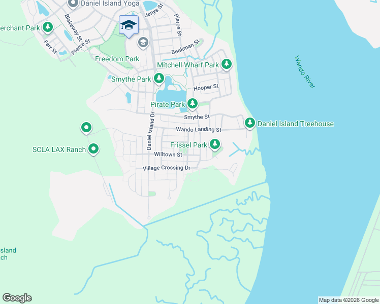 map of restaurants, bars, coffee shops, grocery stores, and more near 1563 Willtown Street in Charleston