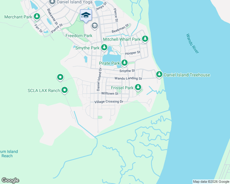 map of restaurants, bars, coffee shops, grocery stores, and more near 1537 Willtown Street in Charleston