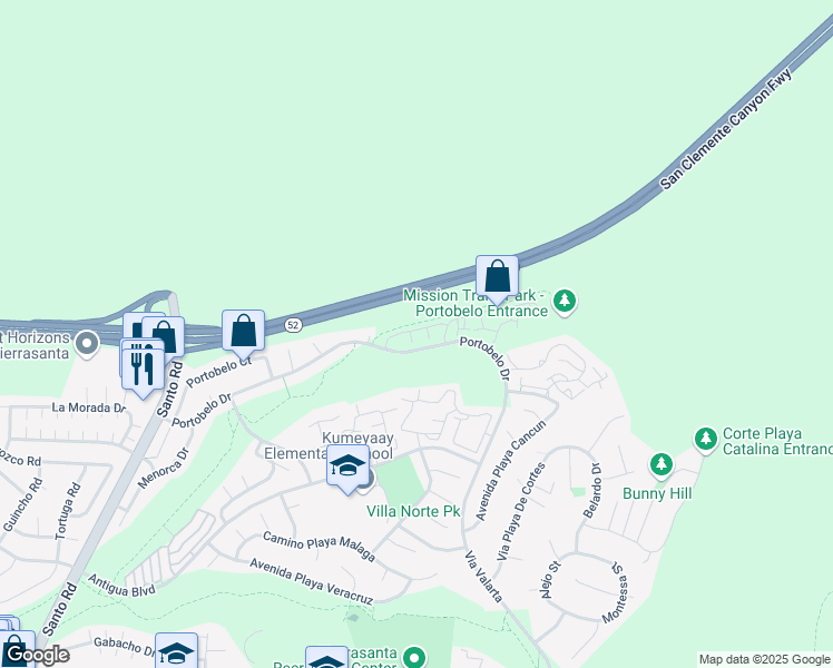 map of restaurants, bars, coffee shops, grocery stores, and more near 11086 Portobelo Drive in San Diego