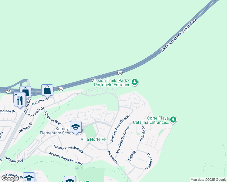 map of restaurants, bars, coffee shops, grocery stores, and more near 11176 Portobelo Drive in San Diego