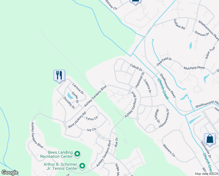 map of restaurants, bars, coffee shops, grocery stores, and more near 1306 Grove Park Drive in Charleston