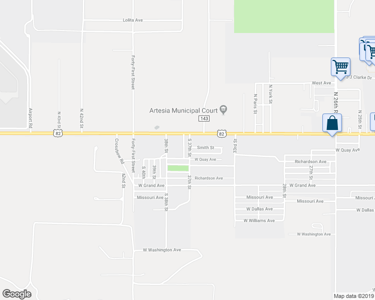 map of restaurants, bars, coffee shops, grocery stores, and more near 204 South 37th Street in Artesia
