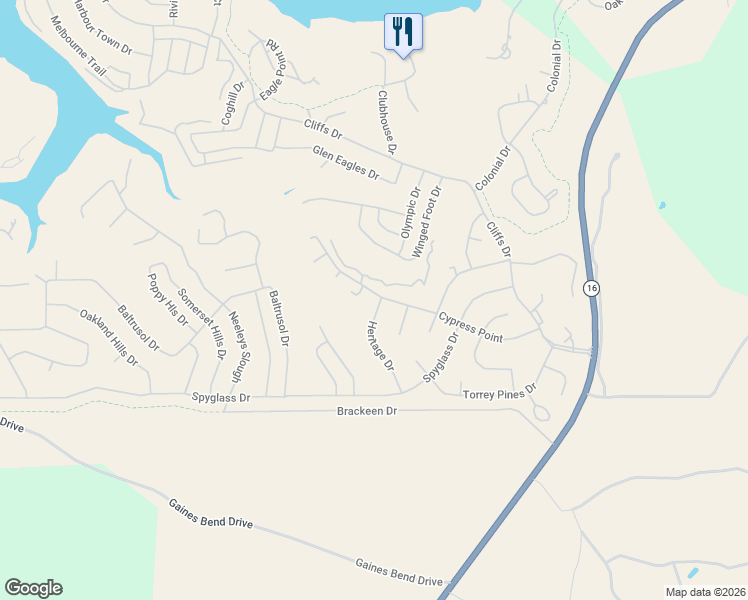 map of restaurants, bars, coffee shops, grocery stores, and more near 395 Cypress Point in Graford