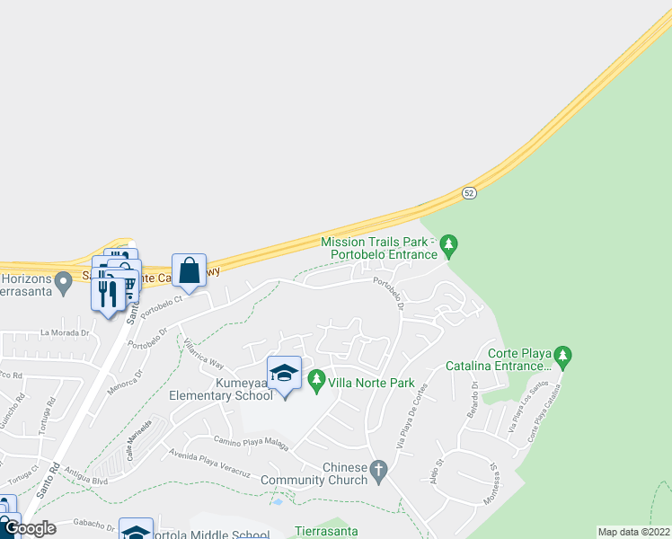 map of restaurants, bars, coffee shops, grocery stores, and more near 11086 Portobelo Drive in San Diego