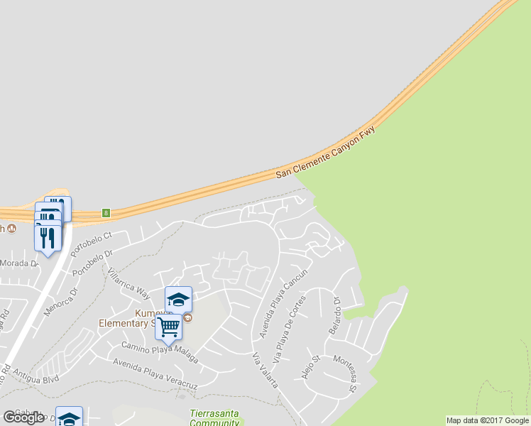 map of restaurants, bars, coffee shops, grocery stores, and more near 11116 Portobelo Drive in San Diego