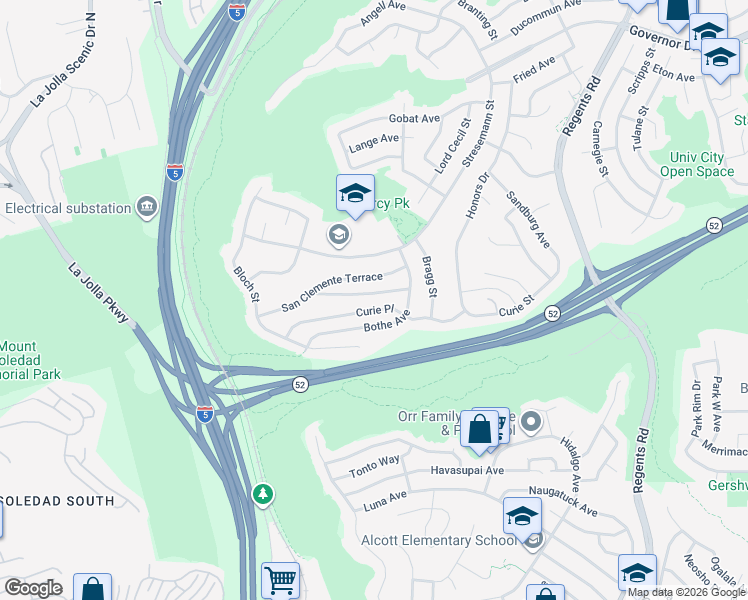 map of restaurants, bars, coffee shops, grocery stores, and more near 2731 Schenley Terrace in San Diego