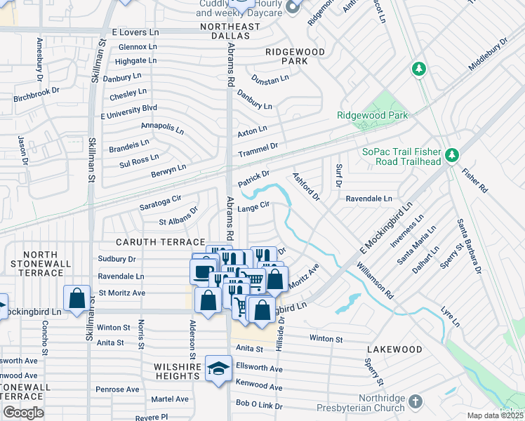 map of restaurants, bars, coffee shops, grocery stores, and more near 6431 Runnemede Lane in Dallas