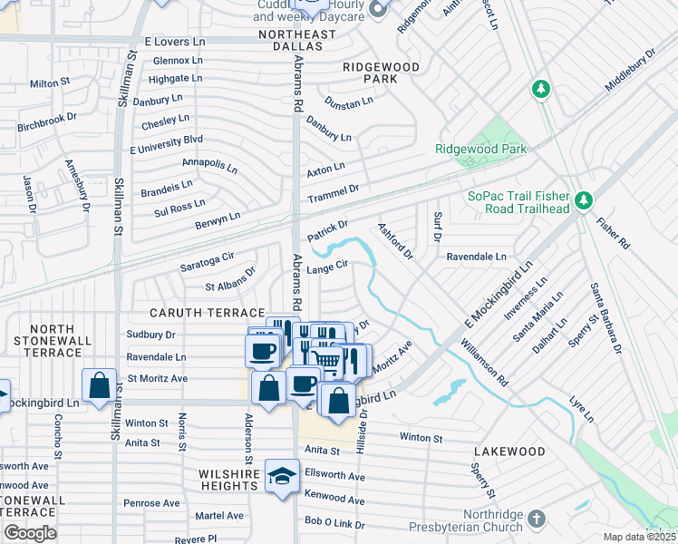 map of restaurants, bars, coffee shops, grocery stores, and more near 6431 Runnemede Lane in Dallas