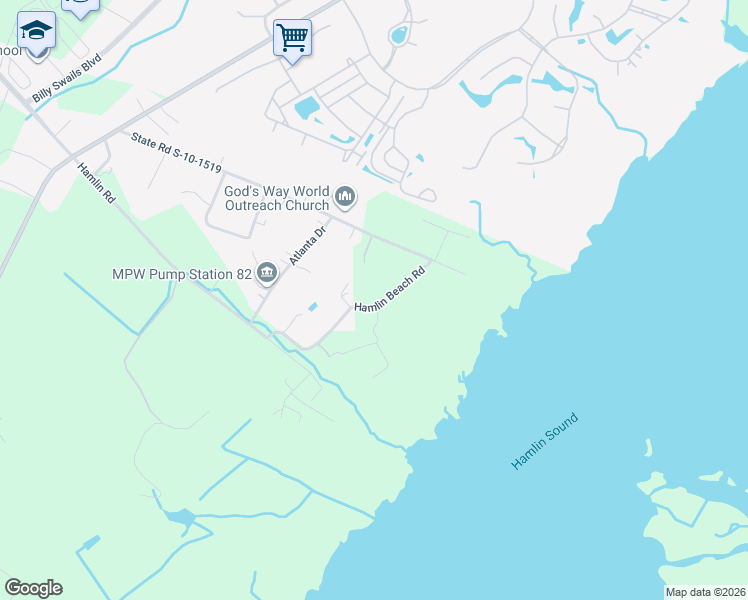 map of restaurants, bars, coffee shops, grocery stores, and more near 2770 Hamlin Beach Road in Mount Pleasant