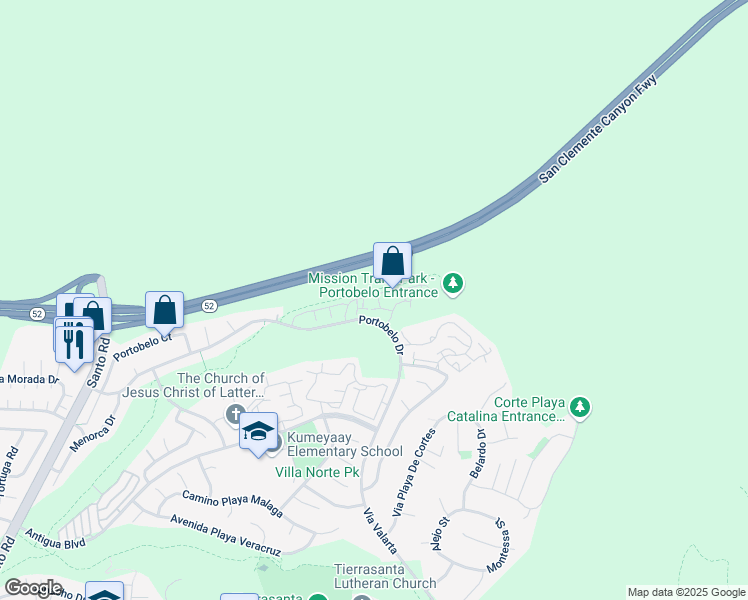 map of restaurants, bars, coffee shops, grocery stores, and more near 11158 Portobelo Drive in San Diego