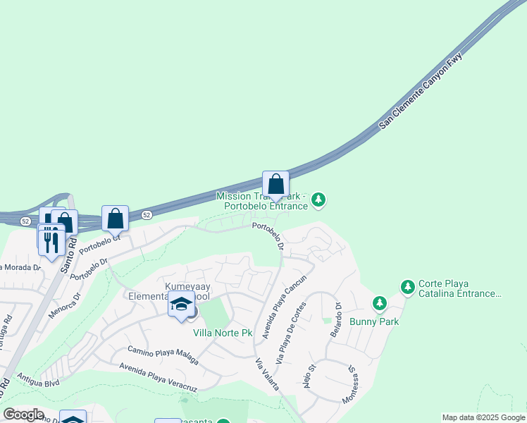 map of restaurants, bars, coffee shops, grocery stores, and more near 11136 Portobelo Drive in San Diego