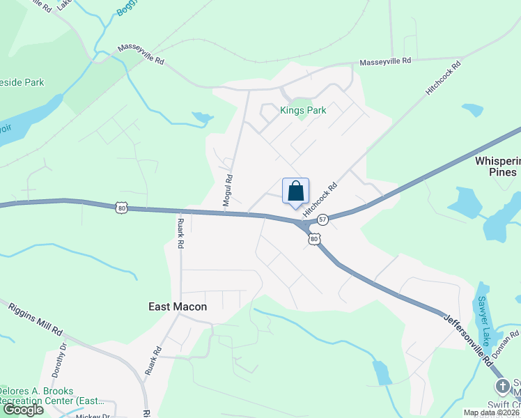 map of restaurants, bars, coffee shops, grocery stores, and more near 3611 Piedmont Circle in Macon