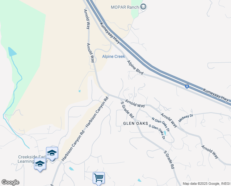 map of restaurants, bars, coffee shops, grocery stores, and more near 412 Arnold Way in Alpine