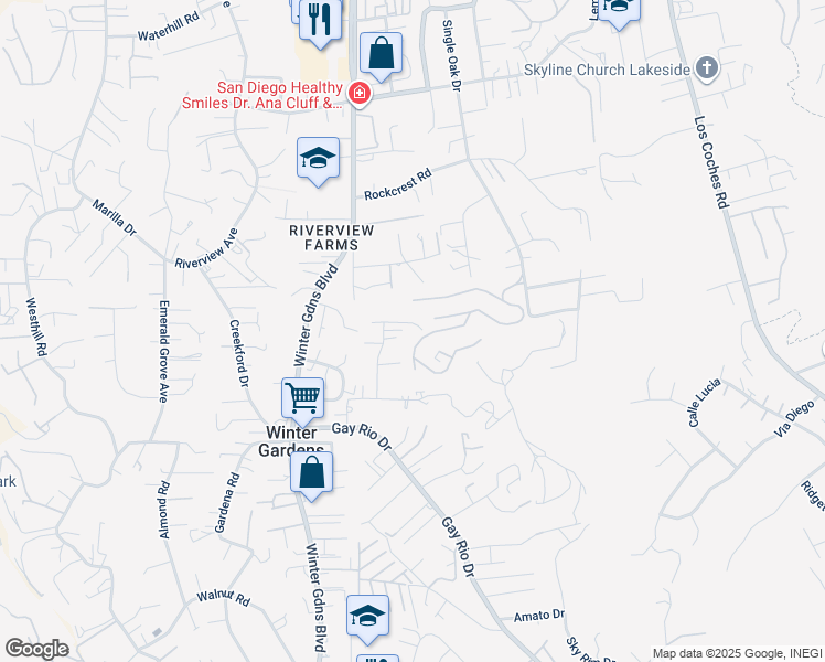map of restaurants, bars, coffee shops, grocery stores, and more near 12140 Saddle Rock Road in Lakeside