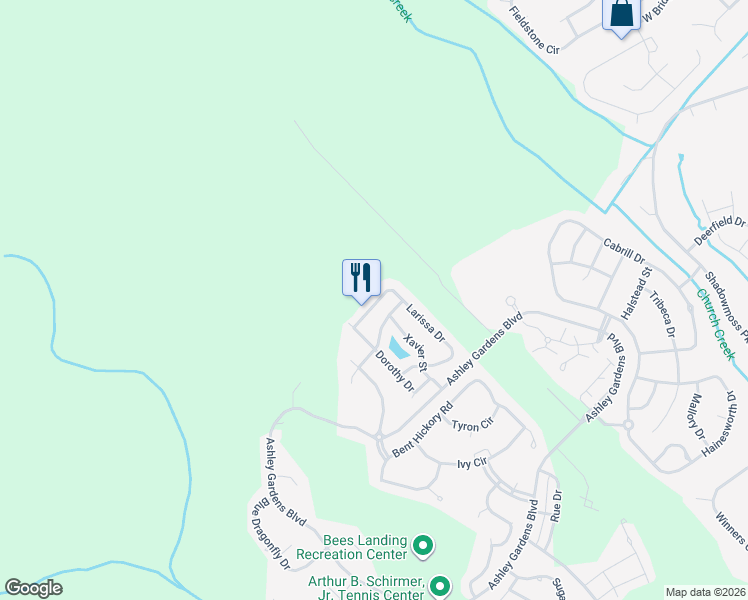 map of restaurants, bars, coffee shops, grocery stores, and more near 235 Larissa Drive in Charleston