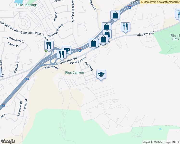 map of restaurants, bars, coffee shops, grocery stores, and more near 14215 Pecan Park Lane in El Cajon