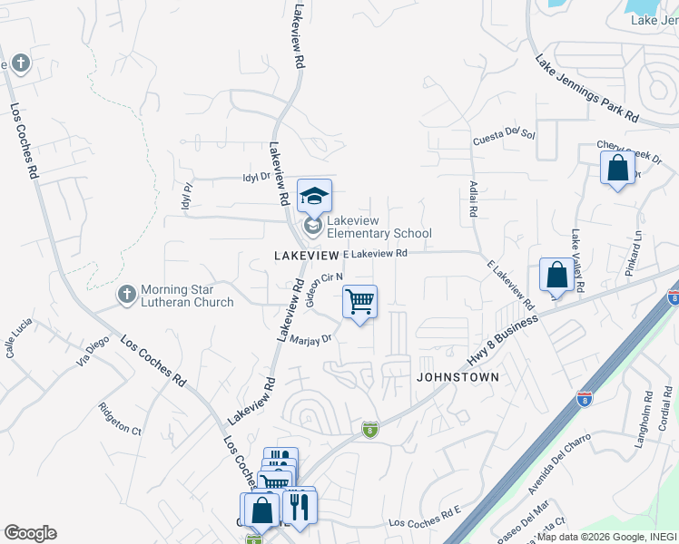 map of restaurants, bars, coffee shops, grocery stores, and more near 9164 Etchings Way in Lakeside