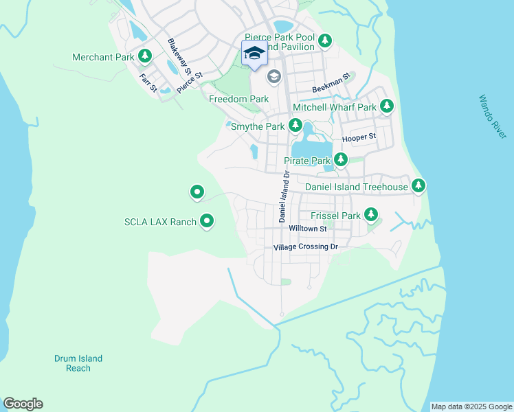 map of restaurants, bars, coffee shops, grocery stores, and more near 1637 Oak Leaf Street in Charleston
