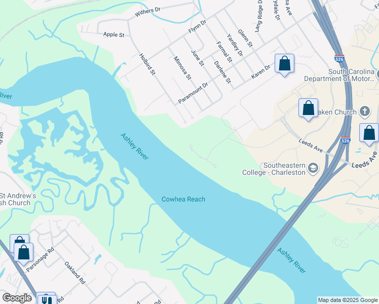 map of restaurants, bars, coffee shops, grocery stores, and more near 4409 Stoney Poynt Court in North Charleston