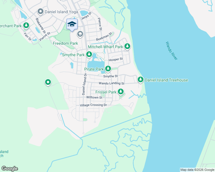 map of restaurants, bars, coffee shops, grocery stores, and more near 2604 Augustus Street in Charleston